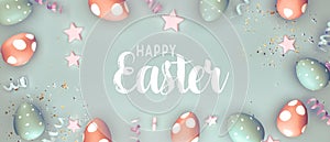 Happy Easter message with colorful Easter eggs