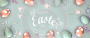 Happy Easter message with colorful Easter eggs