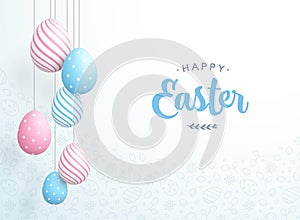 Happy Easter Message Colorful Hanging Easter Egg Elements
