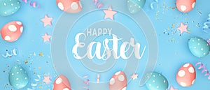 Happy Easter message with Easter eggs