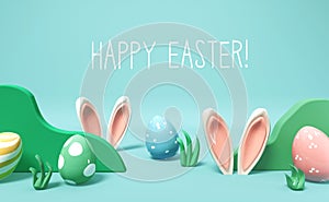 Happy Easter message with rabbit ears