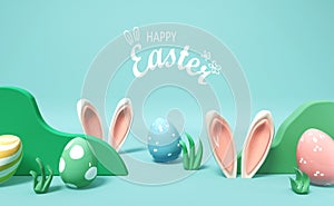 Happy Easter message with rabbit ears