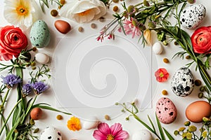 Happy easter Mint Leaf Green Eggs Easter egg centerpiece Basket. White easter door hanger Bunny Renewed hope. Pastel background