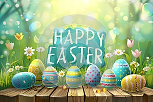 Happy easter Mixed Media Illustration Eggs Easter bonnet Basket. White spring planting Bunny hoppy floral Easter blessings