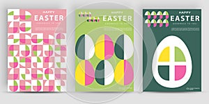 Happy Easter. Modern geometric abstract style. A set of vector Easter illustrations. Easter eggs.