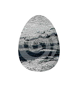 Happy Easter monochrome egg with acrylic texture on white background