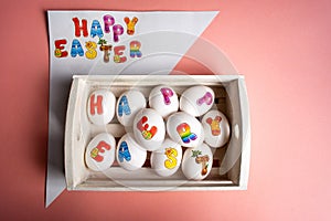 Happy Easter note written on eggs