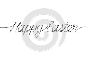 Happy Easter one line inscription. Continuous line drawing lettering for Easter holyday decorations. Vector. photo