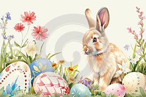 Happy easter Opulent Eggs Happiness Basket. White friend card Bunny crucifix. hopeful message background wallpaper