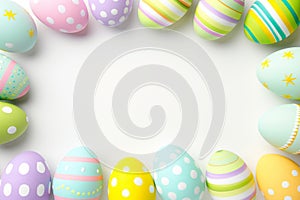 Happy easter Orange Poppy Eggs Secreted Easter Treasures Basket. White designated area Bunny Enchanting. decor background