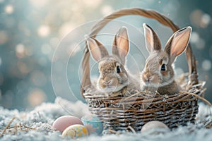 Happy easter Orchid Eggs Orchids Basket. Easter Bunny daisies artisanal. Hare on meadow with fetching easter background wallpaper