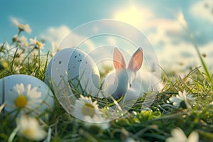 Happy easter Orchid Eggs Sunday Basket. White Surface area Bunny arrangement. lighthearted background wallpaper