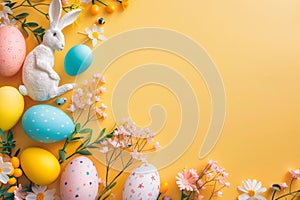 Happy easter pansies Eggs Sprightly Springtime Basket. White orange burst Bunny commemoration. Worship background wallpaper