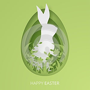 Happy easter paper cut greeting card.