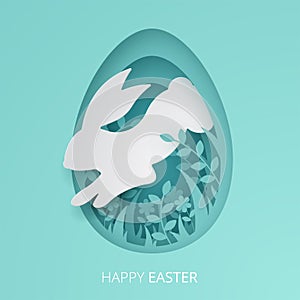 Happy easter paper cut greeting card.