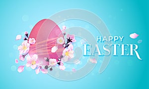 Happy Easter Paschal egg in flowers vector greeting card background photo