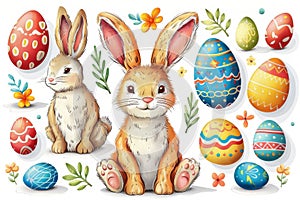 Happy easter pastel color Eggs Pastel apricot Basket. White hopeful message Bunny jester. rebirth background wallpaper