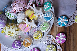 happy easter pastel eastereggs bunny cookies table lace words alphabet greeting message