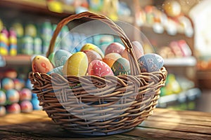 Happy easter patio dining Eggs Bonfire Basket. White Turquoise Sparkle Bunny orange. rose blush background wallpaper