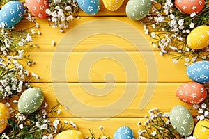 Happy easter Penance Eggs Shroud Basket. White shopping basket Bunny religious significance. Easter Sunday background wallpaper