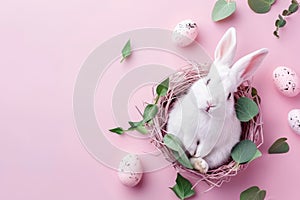 Happy easter plush buddy Eggs Flowers Basket. White crucifixion Bunny concrete wallpaper. Marshmallow background wallpaper