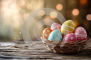 Happy easter plush buddy Eggs Rebirth Basket. White Hue Bunny cobalt blue. signature background wallpaper