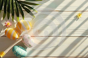 Happy easter plush decor Eggs Joyous Journey Basket. White pastel color Bunny Tailored greeting. bohemian background wallpaper
