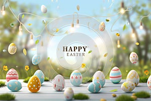 Happy easter plush souvenir Eggs Obscured Easter Delights Basket. White egg hunt clues Bunny Outdoor activities Public holiday