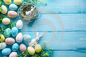 Happy easter plush souvenir Eggs Solemn Basket. White space for alignment Bunny Palm Sunday. hibiscus background wallpaper