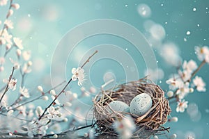Happy easter pollination Eggs Sprinkle Basket. White celebration Bunny easter primrose. brand background wallpaper
