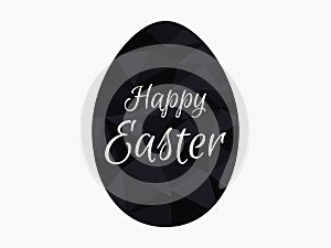 Happy easter, polygonal black egg. Isolated on white background. Vector
