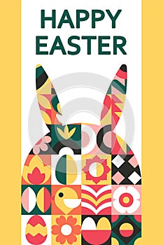 Happy easter postcard bunny design