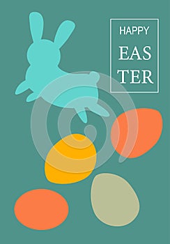 Happy easter poster design with bunny and colorful eggs for festive decor