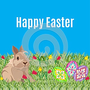 Happy Easter poster, greeting card vector template