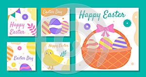 Happy Easter posters vector set