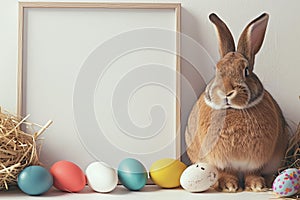 Happy easter prayer Eggs Madcap Basket. White Congratulations Card Bunny message. crucifixion background wallpaper photo