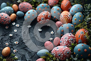 Happy easter prussian blue Eggs Design Basket. White bunny hop Bunny Turquoise Green. easter sunflower background wallpaper