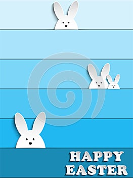 Happy Easter Rabbit Bunny on Blue Background