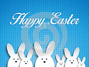 Happy Easter Rabbit Bunny on Blue Background