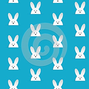 Happy Easter Rabbit Bunny Blue Seamless Background