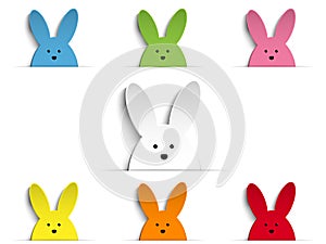 Happy Easter Rabbit Bunny Set Cartoon