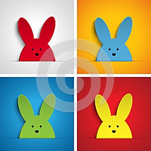 Happy Easter Rabbit Bunny Set Cartoon