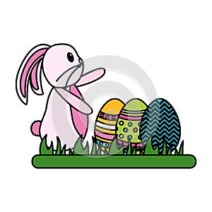 happy easter rabbit eggs
