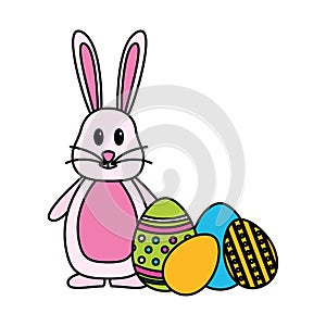 happy easter rabbit eggs