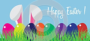 Happy Easter with rabbit and eggs. Vector illustration. Free Roy