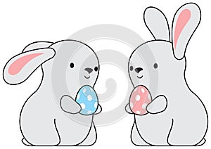 Happy Easter Rabbit Holiday Kawaii vector illustration