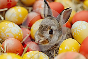 Happy easter religious observances Eggs Pine forests Basket. White christian Bunny kiwi green. Abstract background wallpaper