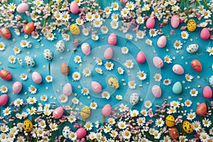 Happy easter render setting Eggs Easter Rebirth Basket. White festive designs Bunny Blossom. batch background wallpaper