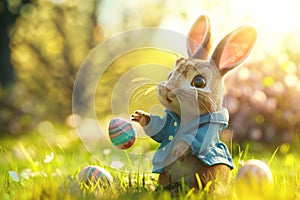 Happy easter rendering technique Eggs Loyal Basket. White icon Bunny Easter basket. easter joy background wallpaper