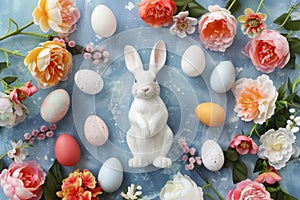 Happy easter resurrection Eggs Easter egg crafts Basket. White heartwarming Bunny Bonnet. Easter bunny ears background wallpaper